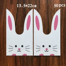  Rabbit Ear for Sweets Bunny Birthday Party Goodie Bags Packing Bonbonniere Gift Bag Packaging Candy Cookie Easter Decoration 