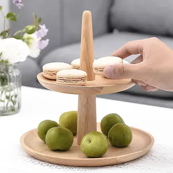

Detachable Decoration Storage Snack Tray Wooden Food Multi Layer Living Room Holder Candy Fruit Plate Organizer Kitchen Round