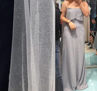 Soft Mesh Off White Золотые кружевные ткани блестящие бронзовые алмазные Хрустальные Вечерние платья кружевное платье в полоску Блестящий светильник для выступлений на сцене 150 см - Цвет: Soft Mesh Off White