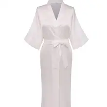 Халат размера плюс S-XXXL из вискозы, женское кимоно, атласный длинный халат, сексуальное женское белье, Классическая ночная рубашка, пижама с поясом