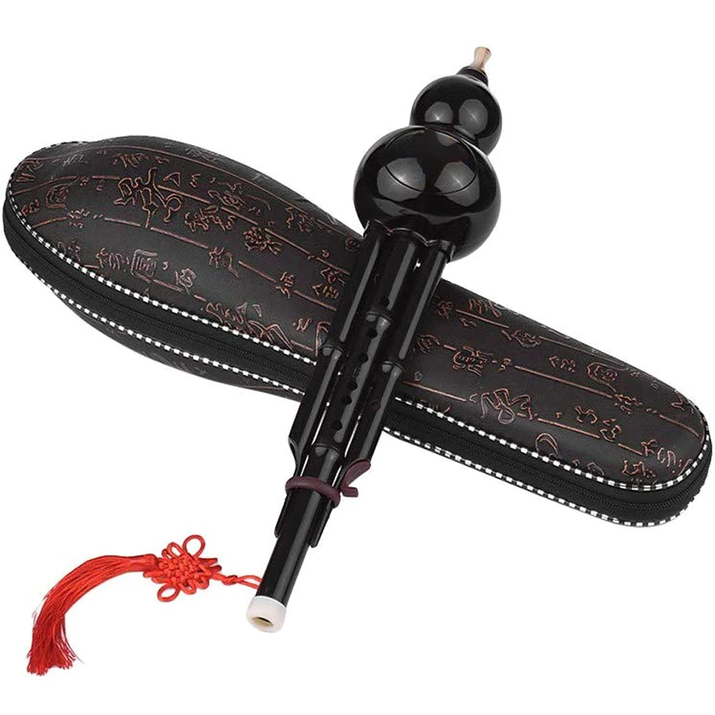 

Traditional Chinese Handmade Instrument Hulusi Cucurbit Flute C Key with Chinese Knot Carry Case for Beginners Musical Gift