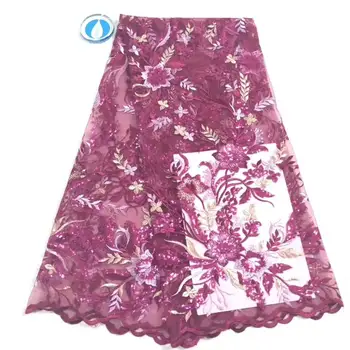 

newarrival cheap african net tulle lace fabric 5yards embroidered mesh lace for wedding or party dress DPDE212