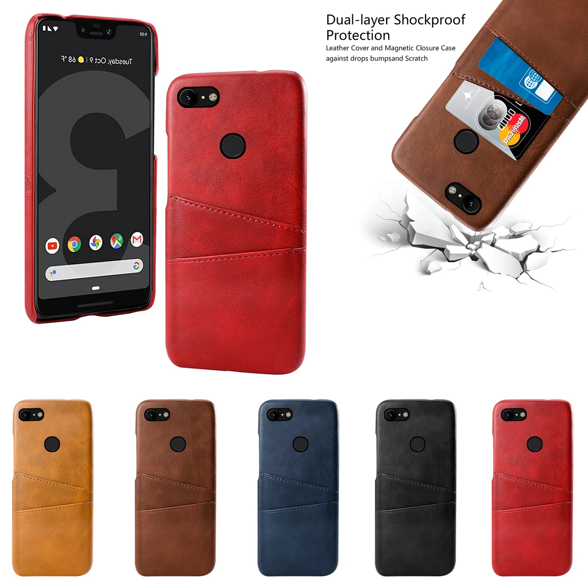 Для Google Pixel 3 XL 2 Чехол для задней панели из телячьей кожи PU кошелек чехол телефона