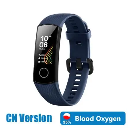 Синий huawei Honor band 5 кровяный кислородный AMOLED экран huawei Smart Band пульсометр спортивный фитнес-трекер для сна плавающий трекер - Цвет: Синий
