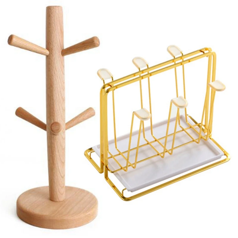 Wood Kitchen Storage Rack Mug Rack Tree Removable Bamboo Mug Stand