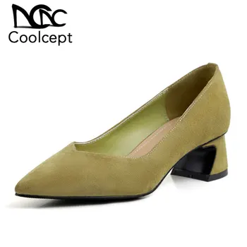 

CoolCept Real Leather Pointed Toe Casual Women Pumps Slip On Shallow Spring Autumn Women Shoes Solid Color Footwear Size 34-40