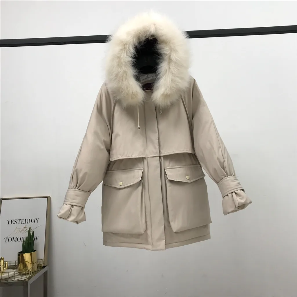 

2019 Autumn winter Cotton-padded Coat Jacket Women Solid Warm Thick Outerwear Female Loose Oversized Women Hooded Short Coat#909