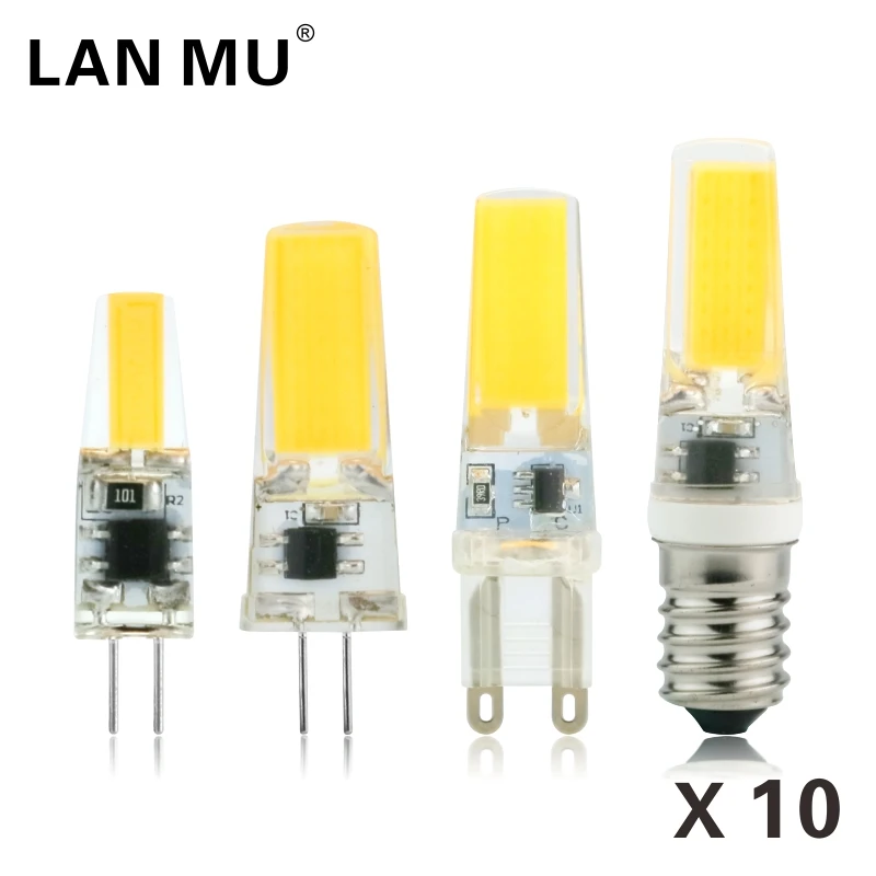 

10pcs/lot G4 G9 E14 LED Light Bulb 3W 6W AC/DC 12V 220V LED Lamp COB Spotlight Chandelier Lighting Replace 30W 60W Halogen Lamps