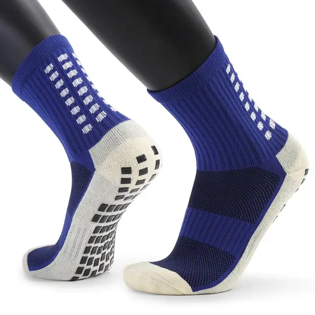 New Men's Sports Socks Thick Towel Bottom Men's Mid-tube Dispensing Non-slip Football Socks Basketball Socks Sports Stockings Royal  blue