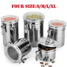 1 шт. банки для хранения продуктов из нержавеющей стали Герметичные банки для кофе, муки, сахара, чая контейнер держатель Лучшая цена