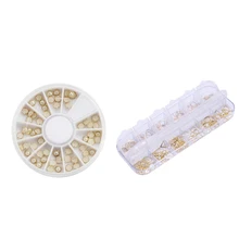 192 Pcs 3D Nail Art Decals DIY Nails Decoration Sticker Glitter Manicure Studs Nail Tips, 180 Pcs 5Mm(B)& 12 Pcs Golden Geomet