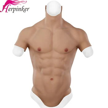 

2020 New Arrival Halloween Costumes Silicone Realistic Muscle Suit Fake Belly Body For Sexy Cosplay Masculino Fake Male Chest