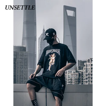 

UNSETTLE 2020SS Harajuku T-shirts Summer Men/Women Hip Hop Funny Print Angels Tshirt Streetwear t shirts Short Sleeve Tops tees