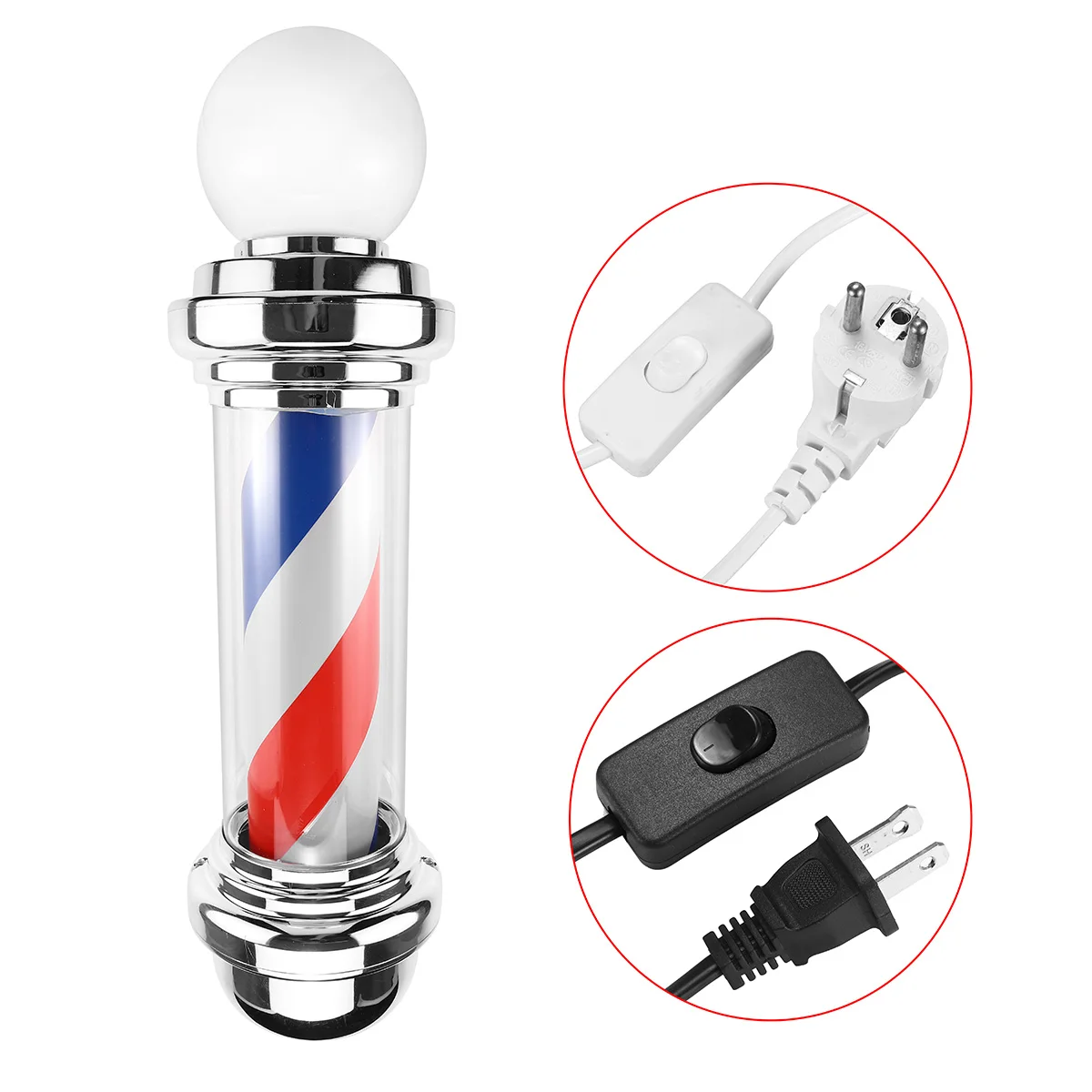 Barber Pole Led Light Hair Salon light Rotating light lamp with Bulb Marker lamp LED Downlights 68x19x24cm 220V EU/110V US Plug