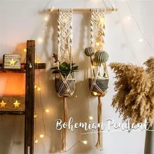 Premium Wood Swing Wall Hanging Rope Wall Mounted Floating Shelves Plant Flower Pot Indoor Outdoor Decoration Simple Desig