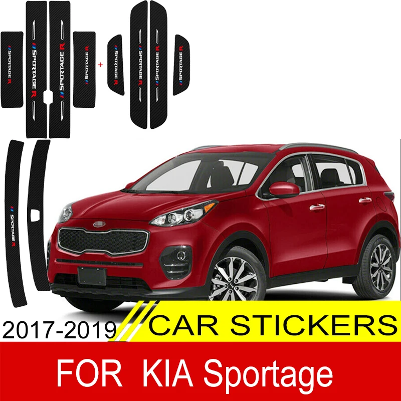 Защитная накладка на пороги автомобиля для Kia Sportage 2017 2018 2019 углеродное волокно |