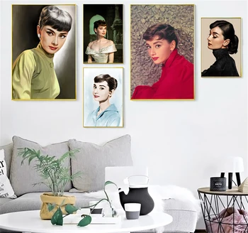 

Movie Vintage Poster Decorative Audrey Hepburn Retro Wall Art Print Oil Canvas Painting Oil Pictuer Living Room Decoration