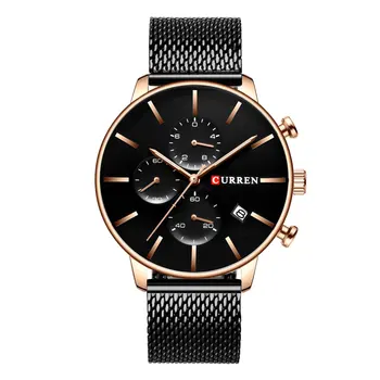 

CURREN 2019 New Simple Style Top Brand Quartz Watch Men With Black Steel Strap Business Clock Chronograph reloj hombre 8339