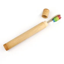 2 шт./компл. Портативный экологически чистые бамбуковые чашки для Зубная щётка с чехол для путешествий зубная щетка для ухода за полостью рта мягкая зубная щетка деревянный ящик для хранения