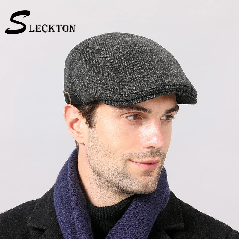 SLECKTON 2020 зимняя шапка для мужчин теплые береты Мужская модная кепка Newsboy папы