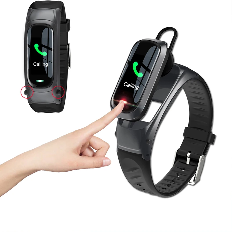 BOHM B9 Bluetooth 5.0 Headset Smart Bracelet 2 in 1 watch with earbuds Wristband  Heart Rate Blood Pressure Sports Earphone HD