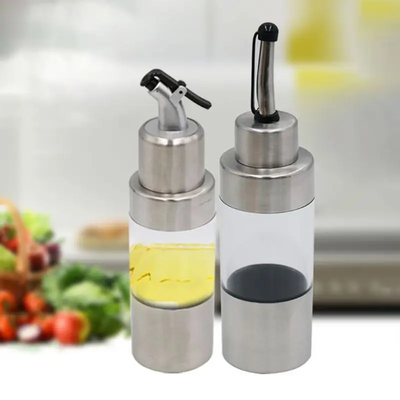150ml Stainless Steel Oil Bottle Dispenser Leak-proof Soy Sauce Vinegar Container Kitchen Cooking Tool