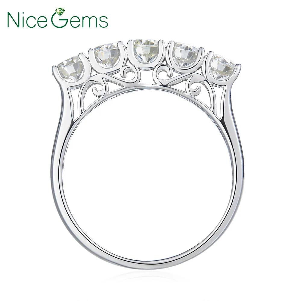 Кольцо обручальное NiceGems из белого золота 585 пробы с муассанитом 14 к 1 5 карат 4 мм
