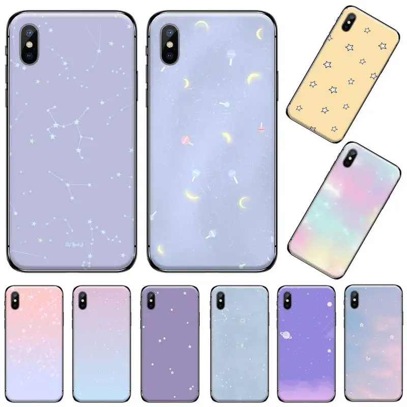 Starry Candy Color Star moon TPU black Phone Case Cover Hull For iphone 5 5s 5c se 6 6s 7 8 plus x xs xr 11 pro max | Мобильные