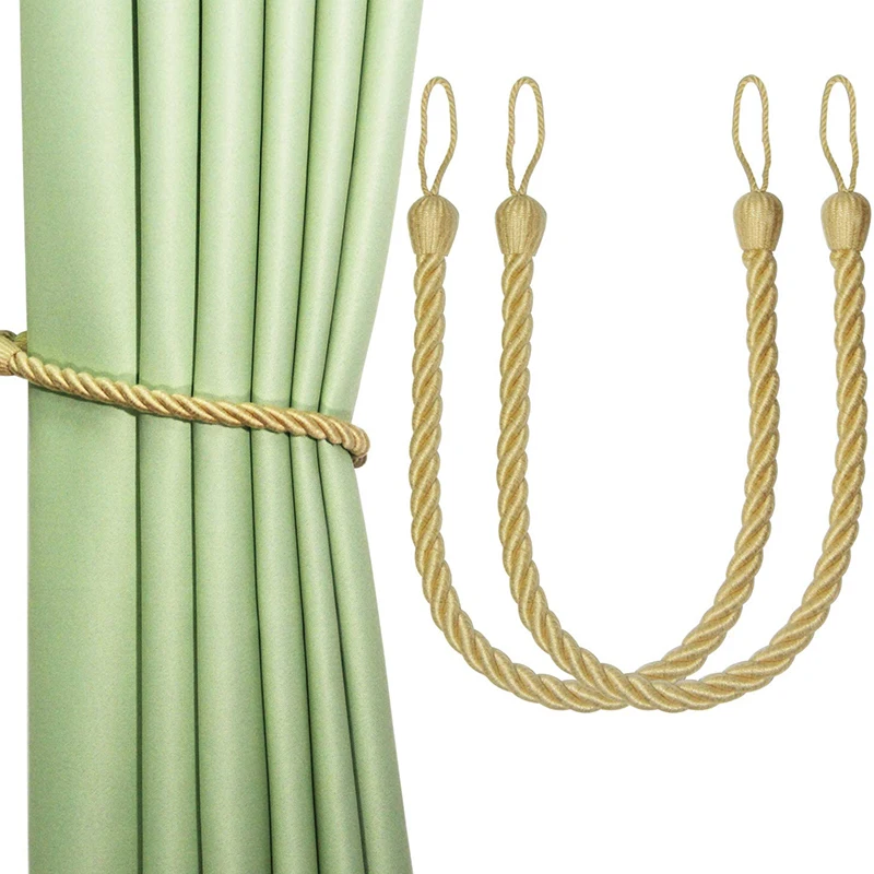 2Pcs Curtain Tiebacks Window Drapery Ropes Holdbacks Cotton Rope Weave ...
