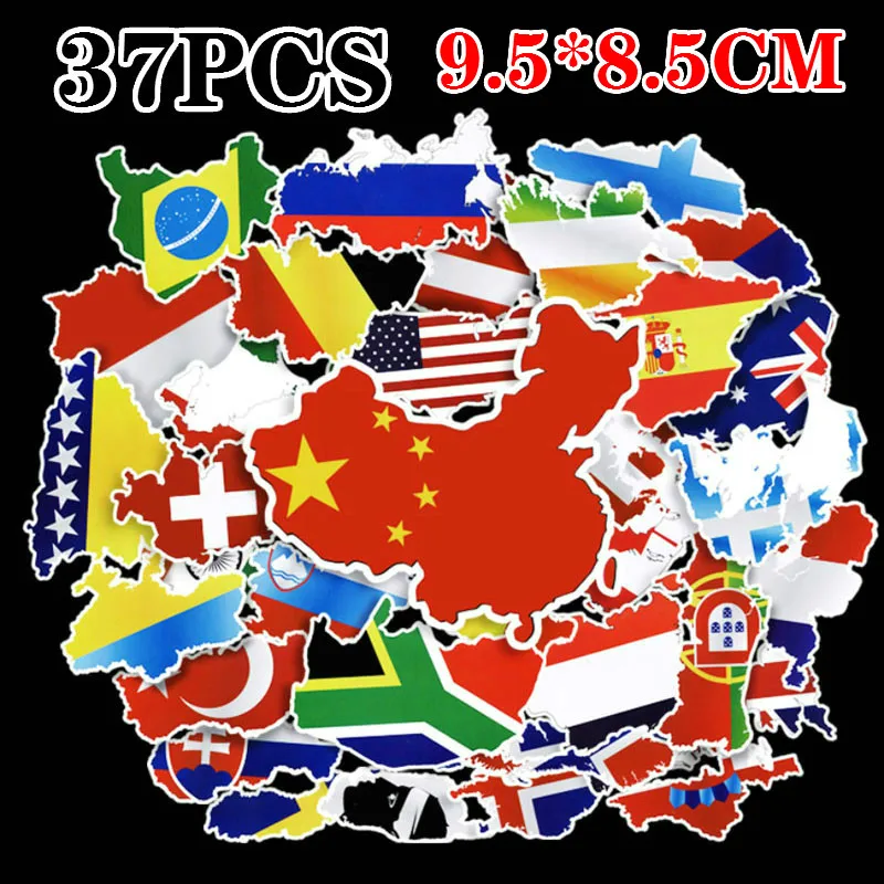 Maskdoo 50Pcs National Flags Stickers Toys for Kids Chlidren DIY Countries Map Sticker Scrapbooking for Suitcase 