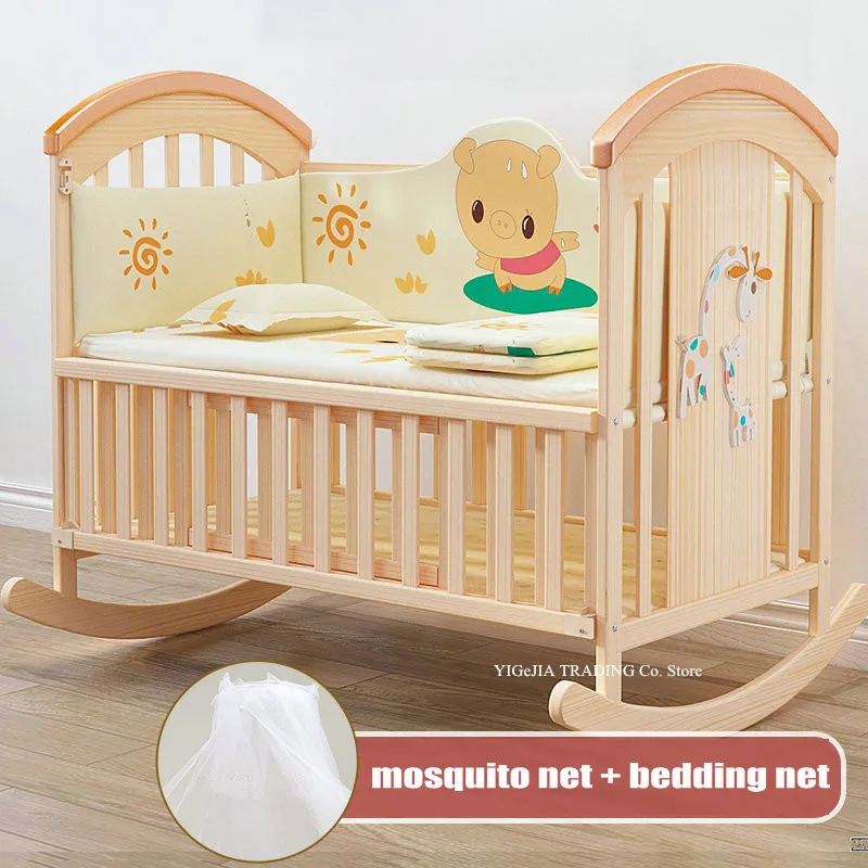 TieHo-cama de madera maciza para bebé, cuna europea multifuncional para  niños, 2 capas, con mosquitera para bebé de 0 a 3 años - AliExpress