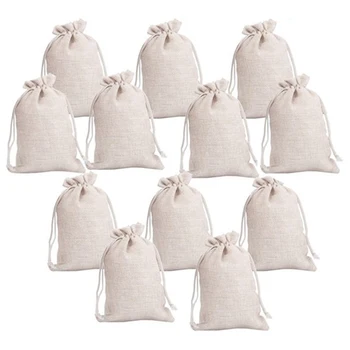 

12PCS Cotton Drawstring Bags Cloth Gift Candy Favor Bag for Wedding DIY Tea Spice Bean Sachets Christmas 8x10cm
