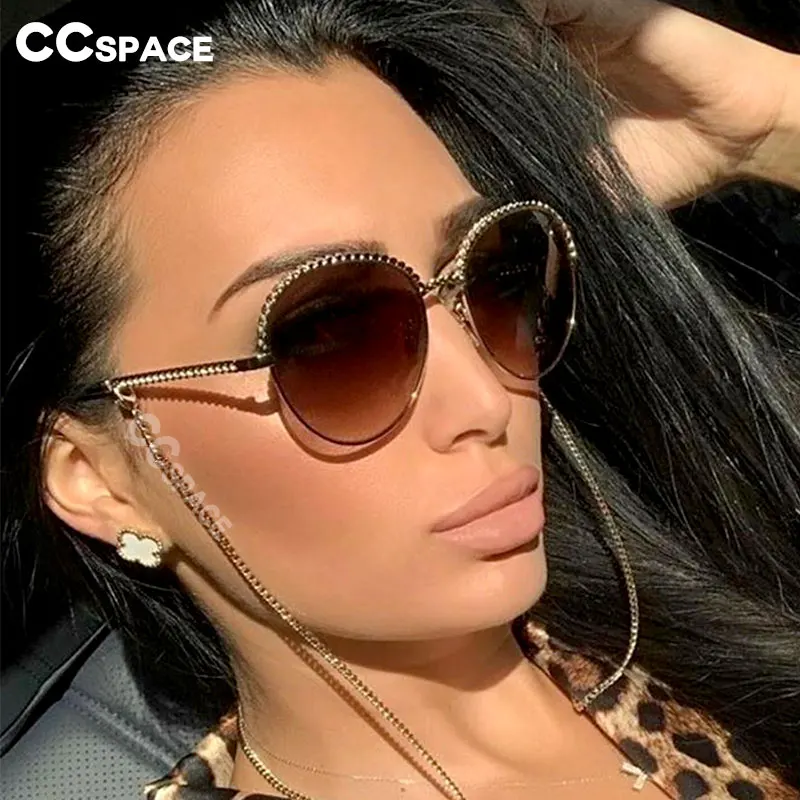 46147 роскошные круглые солнцезащитные очки с цепью и веревкой для мужчин женщин
