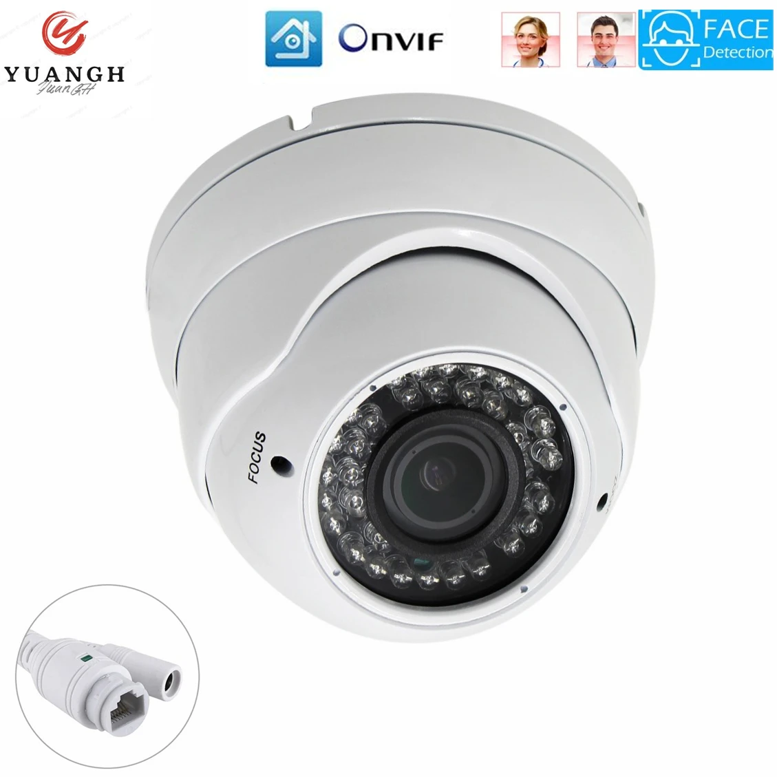 2.8-12mm Lens Manual Zoom AI Face Detection 5MP CCTV Surveillance IP Camera POE Indoor Night Vision Network Security Camera