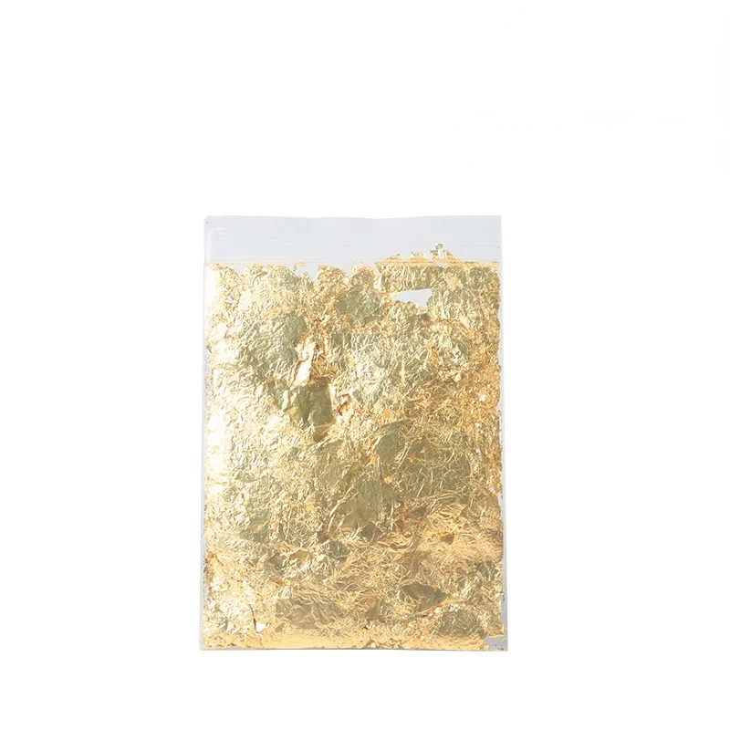 QUARKZMAN Feuilles de Feuille d'Or pour Résine, 3g de Flocons Métalliques, Flocons d'Or Imitation Feuille Métallique pour Nail Art, Résine Art