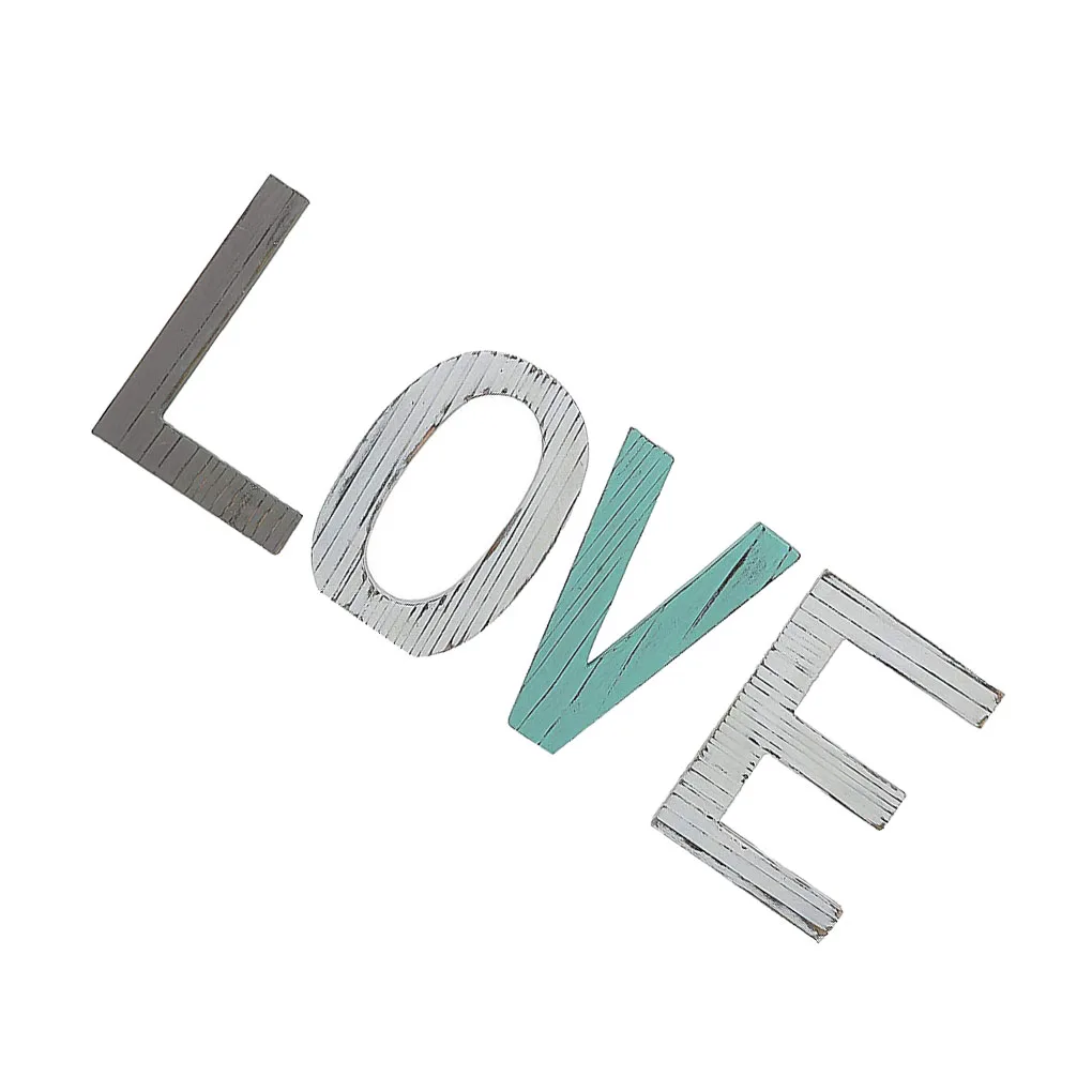 Wooden Letters Love Shaped Wedding Party Banquet Table Vintage Wood Sign Decorations Photo Props