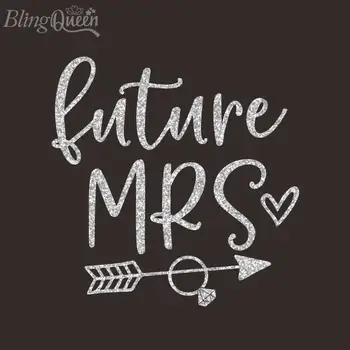 

BlingQueen 12PCS/LOT Iron On Patches Hot Fix Glitter Heat Transfer Vinyl Stickers Future Mrs Design