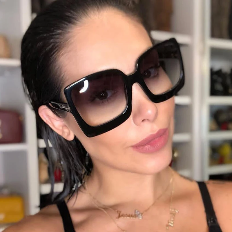 Женские Большие Квадратные Солнцезащитные очки QPeClou Брендовые мужские и женские