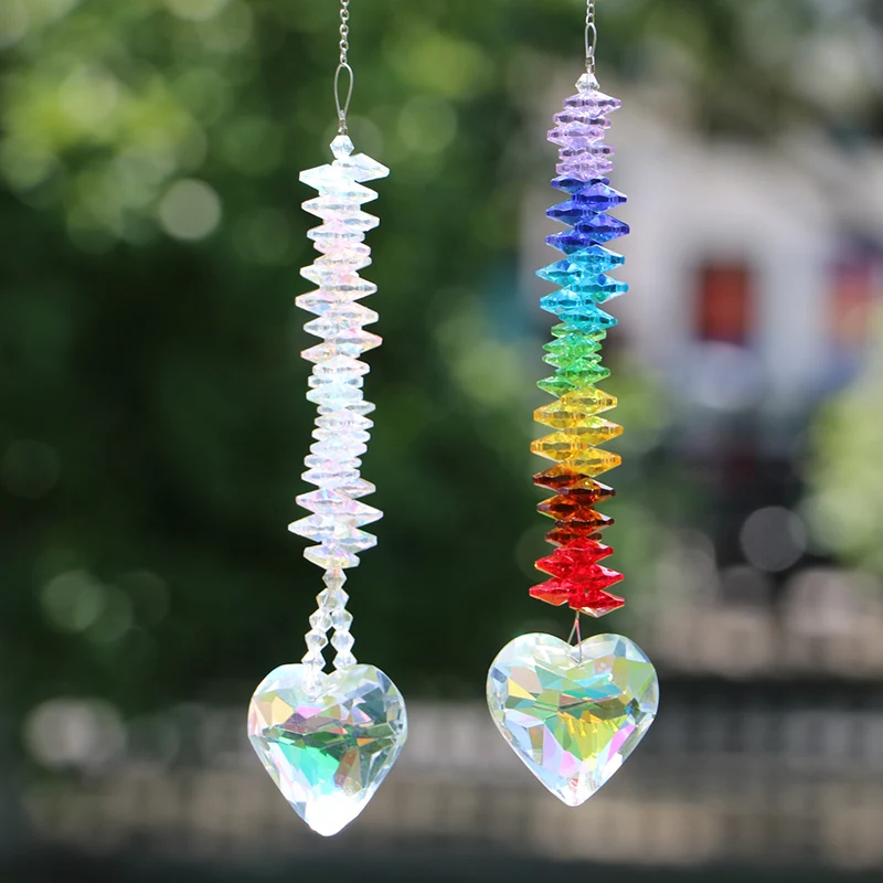 

2PCS 45mm AB Color Heart Crystal Suncatcher Hanging Prism for Windows Home Garden Decoration Rainbow Maker Gifts