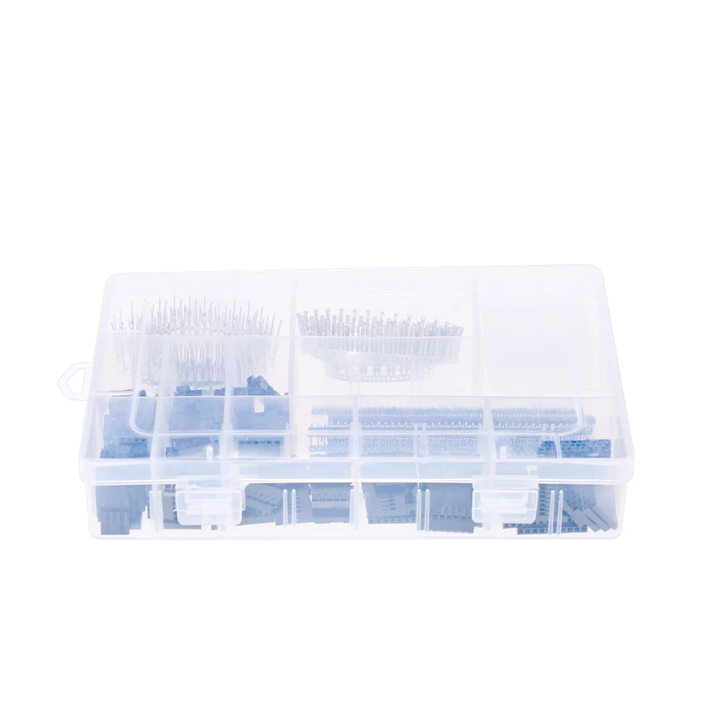 

Hot New 775PCS 2.54mm PCB Jumper Wire Pin Header Connector 10Row 40Pin Box Packaging Kit and Female Male Crimp Pins