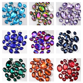 

Blinginbox Mix 4 Sizes 20PCS 27 Colors Oval Shape Glass Crystal Sew on Rhinestones with Silvery Claw for Diy Wedding Dress A05