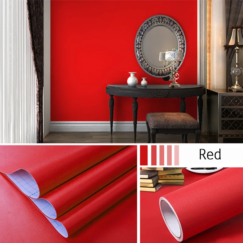 thumbnail image 1 of Papel tapiz impermeable de color sólido, autoadhesivo, para habitación, armario, cocina, muebles, adhesivo de pared mate, ancho personalizable, 1 of 5
