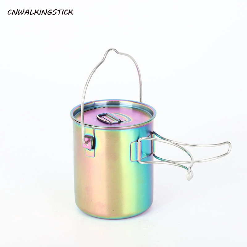 

Outdoor Picnic Boiling Water Cans Camping Multicolor With Cover Mini Small Bucket Portable For Travel Stainless Steel Water Cup