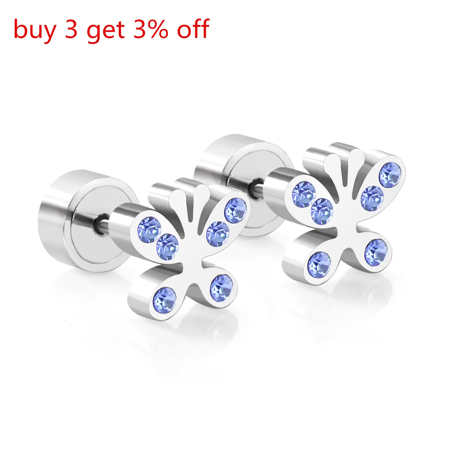 LUXUSTEEL Butterfly Star Heart Earrings Cute Colorful CZ Earrings For Baby Girl Surgical Steel Earring Brinco Small Earrings