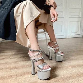 

Super High Heels Womens Platform Sandals Open Toe Korean Style Luxury Designers Ladies Black Shoes