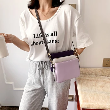 

Women Hit Color Leather Shoulder Bag 3 in 1 Classic Texture Creative Delicate Design Chic Small Female Daily Messenger Pouch