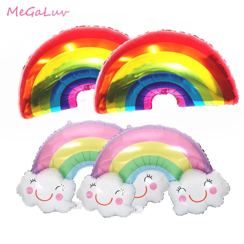 5PC Rainbow Smile Blue Cloud Sun Foil Balloon Kids Gifts Toys For Wedding Happy Birthday Party Decor Baby Shower Globos