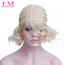 LiangMo афро Ретро блонд короткий синтетический косплей парик как Мэрилин Монро высокая температура волокно кудрявые парики для белого/черного цвета Woma