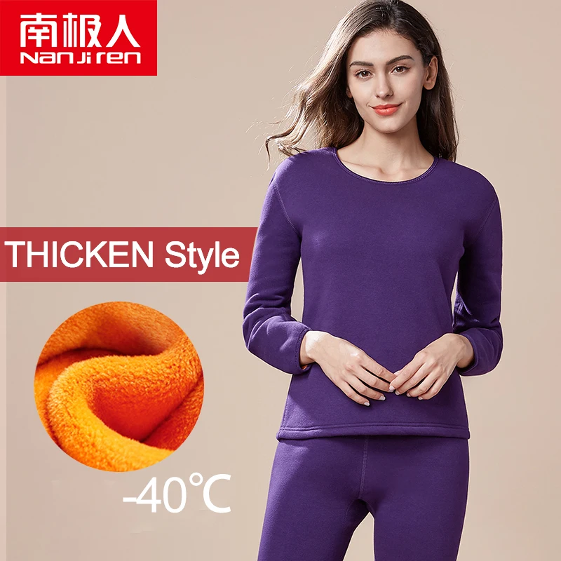 NANJIREN Women Brand Thermal Underwear Sets thermal underwear sets Warm Casual Underwear Cotton Long Johns Sets Female Golden Velvet Thermal Pajamas