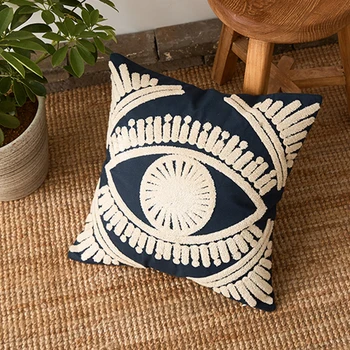 

Cushion Cover 100% Cotton Thread Embroidery Throw Pillow Cover Pillowcase Home Decor for Living Room Sofa Bed 45x45cm